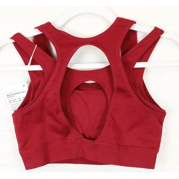 Fresought Activewear Sport Bra Padded Wicking Women M Athleisure Top Burgundy - Picture 3 of 8